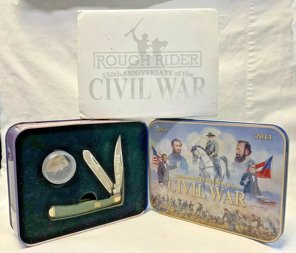 Rough Rider 150th Anniv Civil War Johnny Reb Folding Pocket Knife, Bullet & Box  - Image 1 of 4