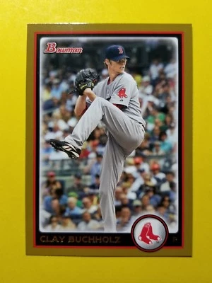 CLAY BUCHHOLZ (SP) GOLD BORDER VARIATION #126 BOSTON RED SOX * 2010 BOWMAN - Image 1 of 3
