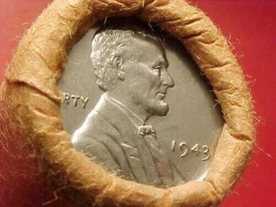 1943-P OBW ROLLO ORIGINAL ENVUELTO EN BANCO BU CENTAVOS DE TRIGO LINCOLN SIN CIRCULAR Foto 1 de 4