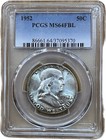 1952 50C Franklin Half Dollar Pcgs Ms64Fbl Key Problem Free High Grade Luster