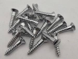 #12 x 1" Chrome Brass Oval Head Slotted Marine Wood Screws (20) pack CBWS44 - Picture 1 of 2