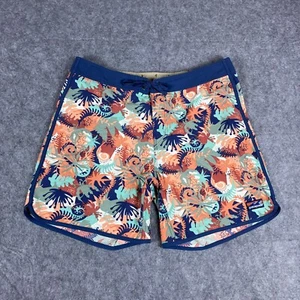 Patagonia Board Shorts Mens 38 Blue Pink Wavefarer Scallop Swim Surf Beach - Picture 1 of 10