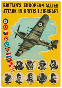 Reproduction Vintage "European Allies" World War Two Poster, Size: A2 - Picture 1 of 1