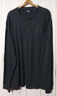 Camisa Henley Chaps Manga Larga Para Hombre 2XL Ligera Carbón Brezo NUEVA Foto 1 de 2