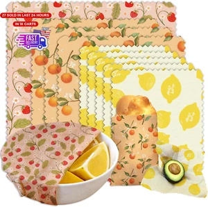 Beeswax Food Wrap 9-Pack (5S 3M 1L), Reusable Beeswax Food Wraps, Beeswax Wraps - Picture 1 of 12