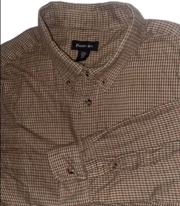 Porter & Ash pied de poule abbottonato uomo XL cotone cashmere marrone flanella - Foto 1 di 7