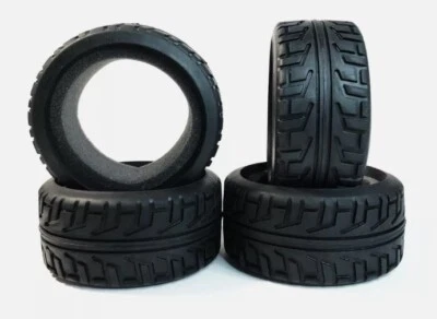 4pcs Soft Natural Rubber Tires Set With Foam for 1/8 RC On Road Cars 40MM 1:8 - Image 1 of 4