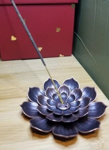 Metal Lotus Incense Burner - Stylish Burner, Stick & Cone Holder, 2-Piece Design - Picture 1 of 3