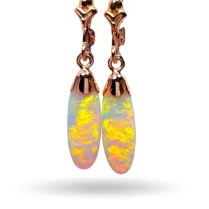 Sol De Otono' Solid Australian Opal Pink Gold Dangle Earrings 6ct N88 - Picture 1 of 6