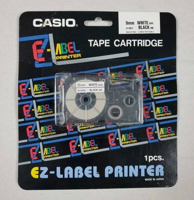Vintage Casio EZ-Label Printer Tape Cartridges ~ IR-9WE2 ~ 9mmX8m NEW SEALED - Image 1 of 4