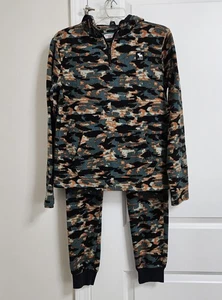 Abercrombie Kids Camo Fleece 1/4 Zip Hoodie And Jogger Set Pockets Boys 15/16 - Picture 1 of 14
