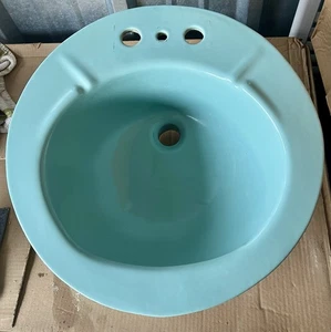 Kohler Cerulean Blue 18” Round Bathroom Sink Self Rimming Or Under mount  4” - Picture 1 of 6