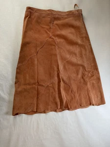 Vintage WesternTerry Lewis rustikaler abgenutzter Echtlederrock pfirsichfarben Größe 10 - Bild 1 von 12