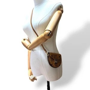 MCM Visetos Auténtico Monograma Logo Cartera Bolso Bandolera Bolso de Hombro Doble Pliegue - Imagen 1 de 10