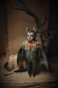 Хэллоуин мини кукла Летучая мышь, папье маше экологичный подарок - Picture 1 of 9