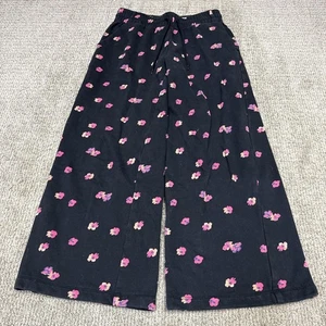 Rebecca Taylor Jogginghose schwarz rosa Blumen Gummibund Damen Größe M - Bild 1 von 12