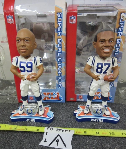 Forever Collectible Super Bowl Champs Colts Cato June & Reggie Wayne Bobbleheads Cover