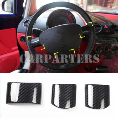 For VW Beetle ABS Carbon Style Steering Wheel Sequins Cover Trim 1998-2010 3pcs - image 1 of 4