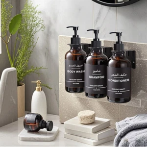 500ml Seifenspender mit Etiketten Dusche Conditioner Shampoo Flasche Ablage Halter - Bild 1 von 18