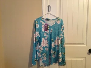 YISIBIA Women's Plus Size Floral Tops Long Sleeve T-Shirt V Neck Casual Tee 3XL - Picture 1 of 3