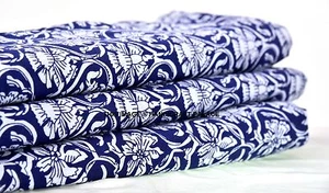 Indian Flowers Sewing Tailoring Natural Cotton Fabric Screen Print Decor - Picture 1 of 4