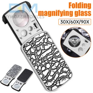 30X 60X 90X Pockets Magnifying Magnifier Jeweler Eye Glass Loupe Loop LED Light - Picture 1 of 17