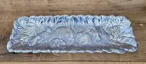 VTG 1990 Arthur Court Easter Bunny Rabbits Serving Platter Long Aluminum Pewter - Picture 1 of 13