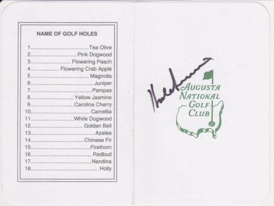 黑尔·伊尔文签名奥古斯塔国家大师记分卡真品证明 — 第 1/1 张图片