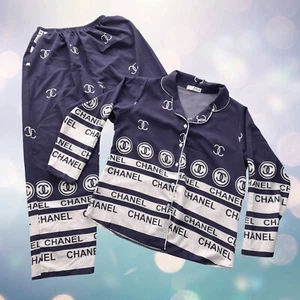 T.A. pajama set Girls 3XL/blue+white print/button LS top/elastic waist pants - Picture 1 of 11