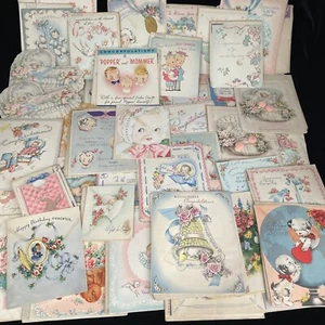 45+ Vintage 1940's Greeting Cards New Baby Anniversary Birthday - Picture 1 of 12