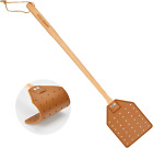 Heavy Duty Leather Fly Swatter: Brown Leather with Beech Wood Handle, 19.7’’