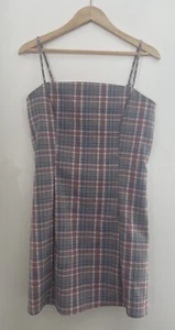 Luna Chix Women's Light Pink Plaid Sleeveless Spaghetti Strap Mini Dress Multi L - Picture 1 of 13