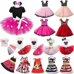 Kids Girls Minnie Mouse Mini Dress Birthday Party Costume Tulle Tutu Dresses ~ - Picture 1 of 15
