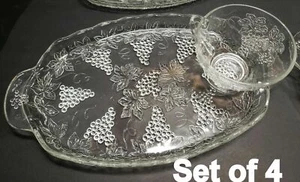 Juegos de 8 platos de bandeja de bocadillos vintage de vidrio con ancla transparente para uvas y hojas - Imagen 1 de 2