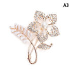 Vintage Flower Brooch Alloy Corsage Rhinestone Pearl Badge Pins Clothing Jewe Wa