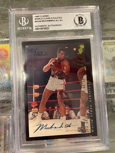 1992 CLASSIC WORLD CLASS ATHLETES MUHAMMAD ALI BOXING CHAMPION SIGNED CARD BECK