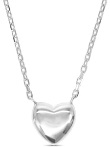 DEVATA Bali Sterling Silver Puffy Heart Chain Necklace LVR6273 Sz 18" - Picture 1 of 6