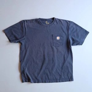 Carhartt Distressed Sun Faded Large Pocket T Shirt Blue Work Workwear - Picture 1 of 4