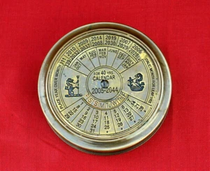 Antique Vintage 3" Brass Calendar Compass Hiking Camping Travelling Compass Gift - Picture 1 of 7