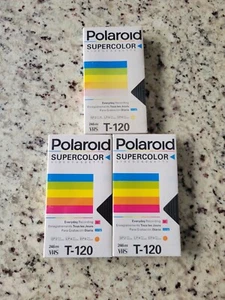 Polaroid Supercolor VHS T-120 Blank & High Grade Video Cassettes (3) New Sealed - Picture 1 of 3