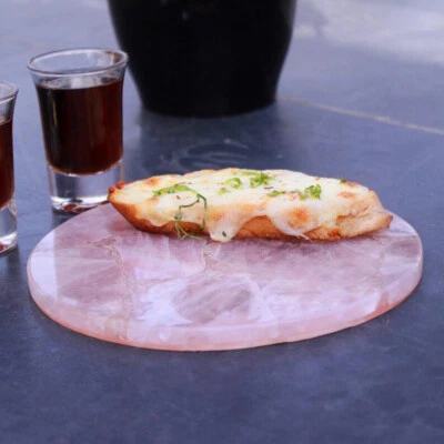 Bandeja de cuarzo rosa de 6"x6", platos redondos, bandeja para servir decoración de cocina, vajilla, Foto 1 de 3