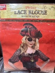 Amscan Adult Pirate Lace Blouse Costume Halloween Fancy Dress Up Shirt - Picture 1 of 5