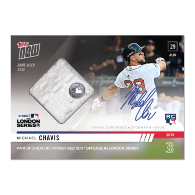 2019 MICHAEL CHAVIS SIGNED SOX LONDON SERIES TOPPS NOW GAME USED BASE CARD #451A - Image 1 of 3