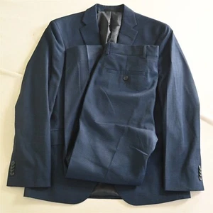 Kenneth Cole Reaction 38S 32x29 Blue Check Techni-Cole Mens Jacket Pants Suit - Picture 1 of 12