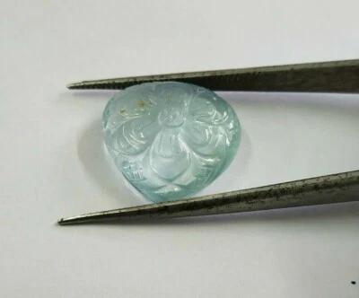 Aquamarine Beautiful Heart Shape Carving 1 Pc 11.70 Cts App Natural Gemstone - Image 1 of 4