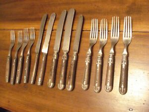 Antique Civil War Era Flatware 13 Assorted Pieces Knives Forks Reenactors