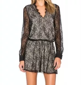 Alice + Olivia Spitzenkleid 2 schwarz beige langärmelig Tropfentaille Deen NEU Neu mit Etikett - Bild 1 von 9