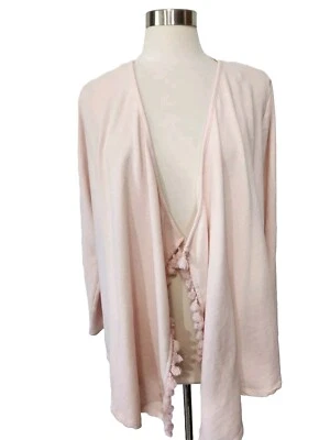 Verve Amie Womens Open Front Cardigan Sweater XL Blush Pink Knit Tassels LS - Image 1 of 4