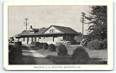 DEPÓSITO DE TREN ESTACIÓN DE FERROCARRIL DE LECTURA HATFIELD PA 1930 POSTAL SIN PUBLICAR P4190 Foto 1 de 2