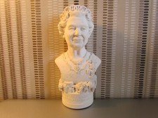Famous Faces Collection Queen Elizabeth II Plaster Sculpture by Charlotte Hern.